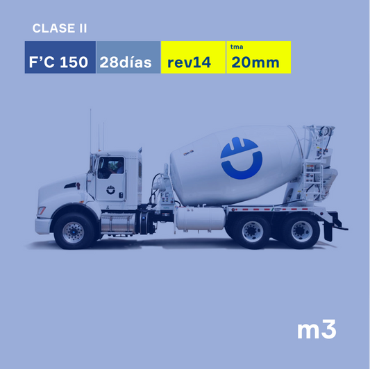 Concreto F'C 150 kg/cm2 a 28 días, Revenimiento 14, TMA 20mm