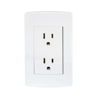 PLACA SCUDETTO CON TOMACORRIENTE DUPLEX