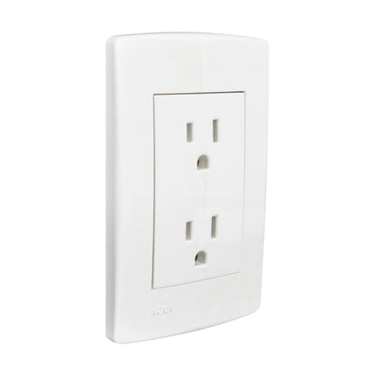 PLACA SCUDETTO CON TOMACORRIENTE DUPLEX