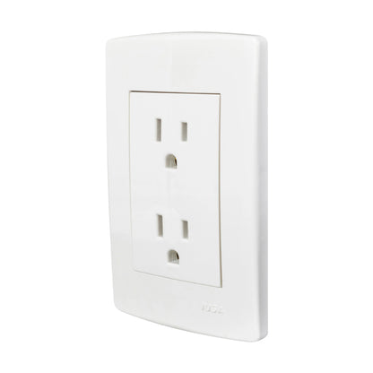 PLACA SCUDETTO CON TOMACORRIENTE DUPLEX
